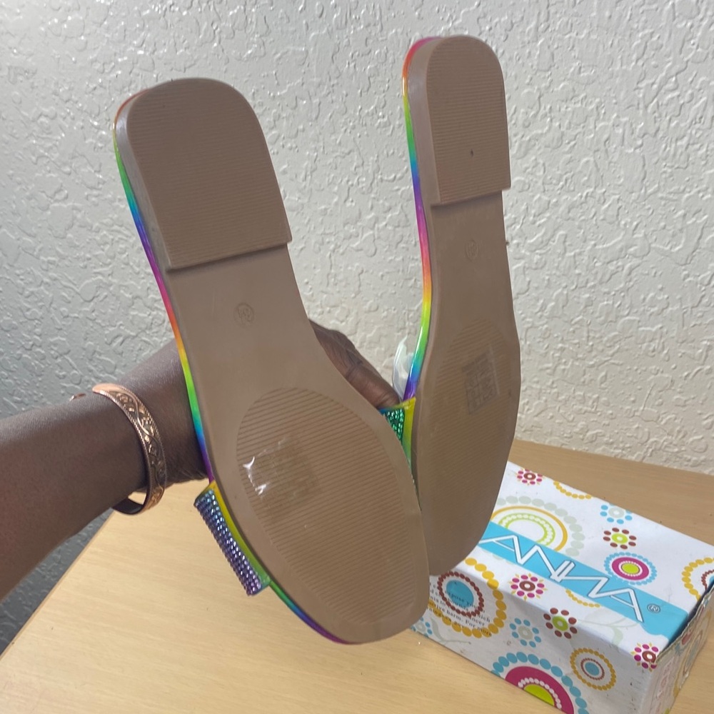 Anna Multicolor Rhinestone Slide Sandals - Picture 6 of 6